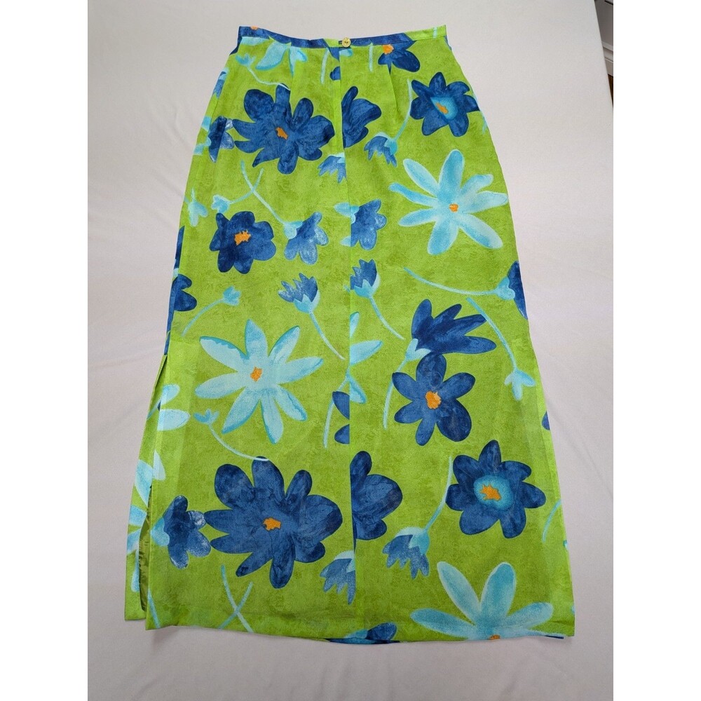 Vtg Intriguing Threads Womens 10 Midi Skirt 90’s Y2K Array Colorful Floral Slit
